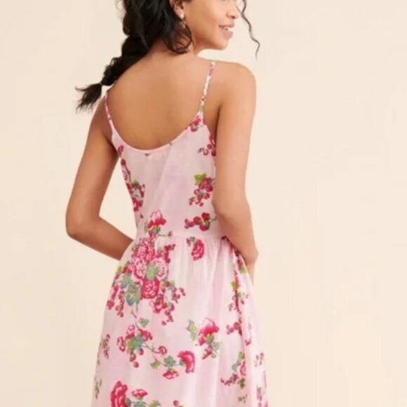 LOVESHACKFANCY FARADAY PINK DESERT Cotton Barbiecore Floral Maxi Slip XS $225 - Picture 7 of 16